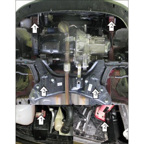 Защита Картера двигателя, КПП MOTODOR для Fiat Panda 2003-2012, Сталь 2 мм - Арт. 612