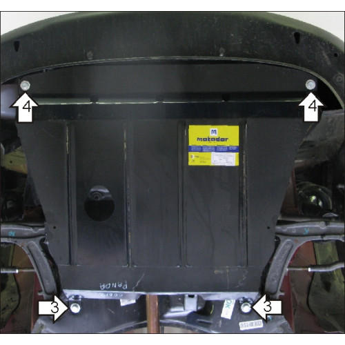 Защита Картера двигателя, КПП MOTODOR для Fiat Panda 2003-2012, Сталь 2 мм - Арт. 612