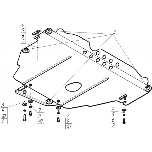 Защита Картера двигателя, КПП MOTODOR для Ford Mondeo 2006-2015 (IV), Сталь 2 мм - Арт. 737