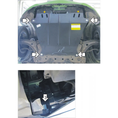 Защита Картера двигателя, КПП MOTODOR для Mazda 2 2008-2014, Сталь 2 мм - Арт. 1132