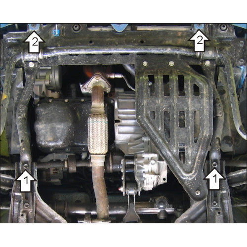 Защита Картера двигателя, КПП MOTODOR для Chevrolet Spark 2005-2009, Сталь 2 мм - Арт. 3011