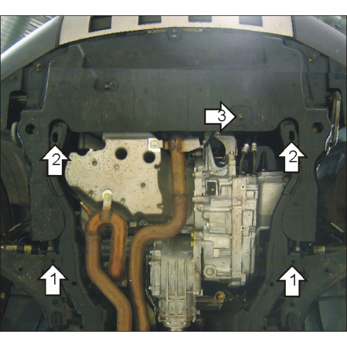 Защита Картера двигателя, КПП MOTODOR для Opel Antara 2006-2011, Сталь 2 мм - Арт. 3014
