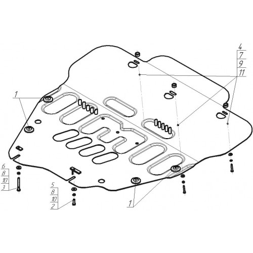 Защита Картера двигателя, КПП MOTODOR для Alfa Romeo 159 2005-2011, Сталь 2 мм - Арт. 75901