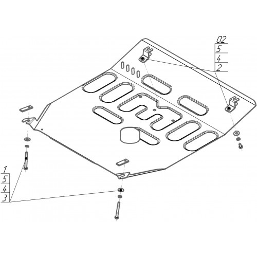 Защита Картера двигателя, КПП, Радиатора MOTODOR для Changan UNI-K 2020-, Сталь 2 мм - Арт. 77203