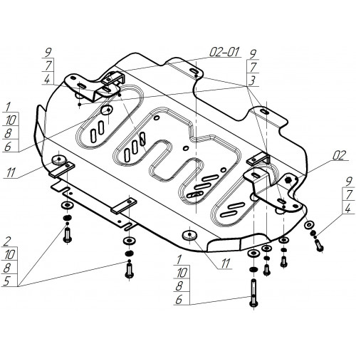 Защита Радиатора MOTODOR для JAC T9 2024- (I), Сталь 2 мм - Арт. 78315
