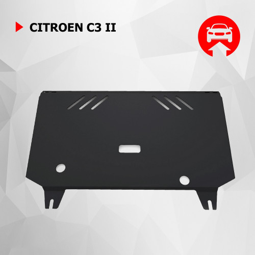 Защита Картера двигателя, КПП АвтоБроня для Citroen C3 2009-2013, Сталь 45778 мм - Арт. 111.01205.1