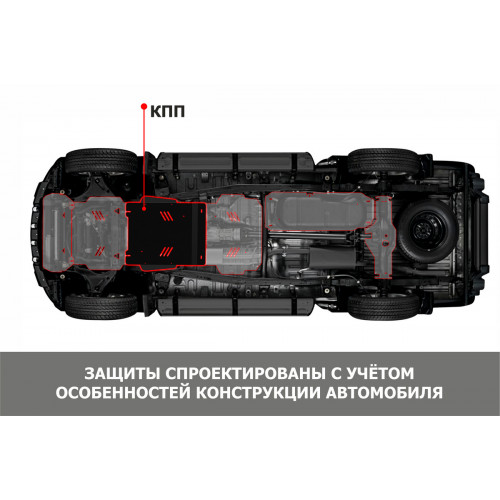 Защита КПП АвтоБроня для Cadillac CTS 2007-2014, Сталь 45778 мм - Арт. 111.00804.1