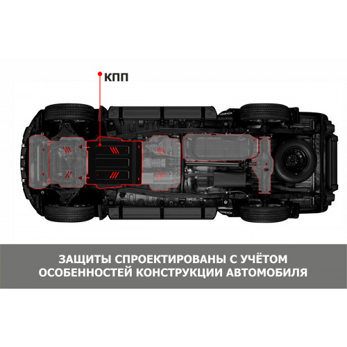 Защита КПП АвтоБроня для SsangYong Actyon 2005-2011, Сталь 45778 мм - Арт. 111.05303.3