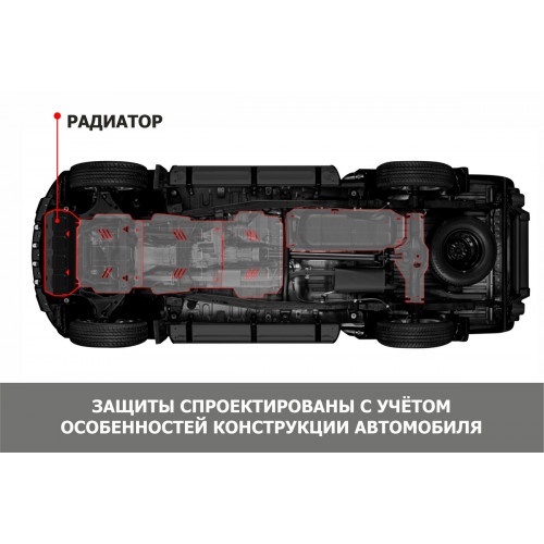 Защита Радиатора АвтоБроня для Haval H8 2014-2017 I, Сталь 45778 мм - Арт. 111.09412.1